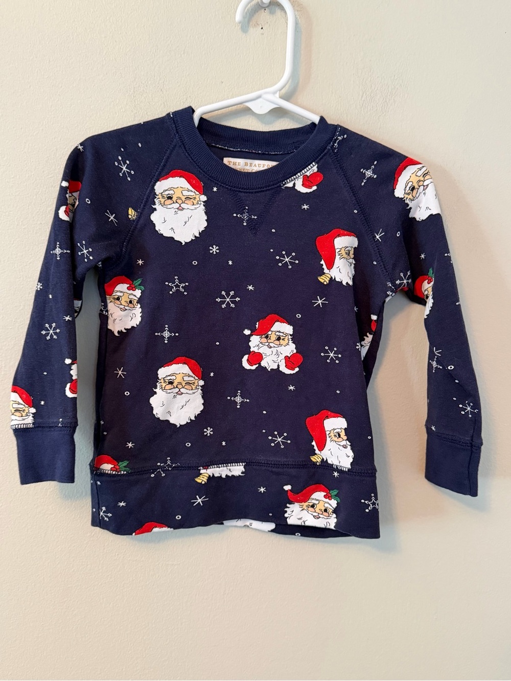 The Beaufort Bonnet Company Kids Navy Santa Print Crewneck